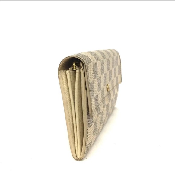 Auth Louis Vuitton Damier Azur Portefeuille Sarah Long Bifold Wallet Vintage - Picture 2 of 7